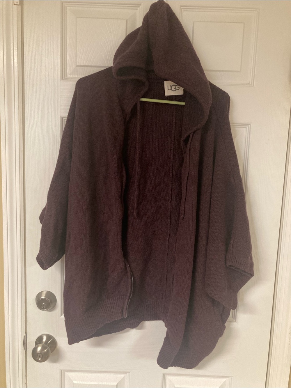 UGG Women's Hooded Open-Front Poncho Sweater - Dark Brown